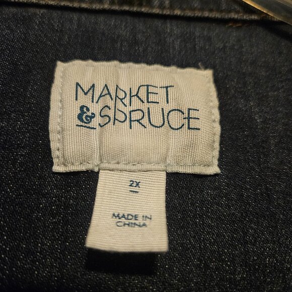 Womens Market & Spruce Camila Boyfriend Denim Jacket, indigo, size 2X - Picture 4 of 5